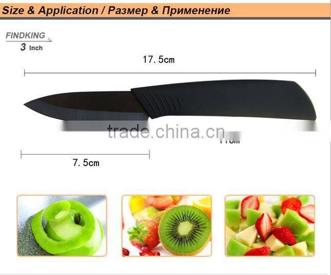 Top quality Gifts Zirconia black blade black handle 3" 4" 5" inch + Peeler + covers ceramic knife set kitchen fruit knife set