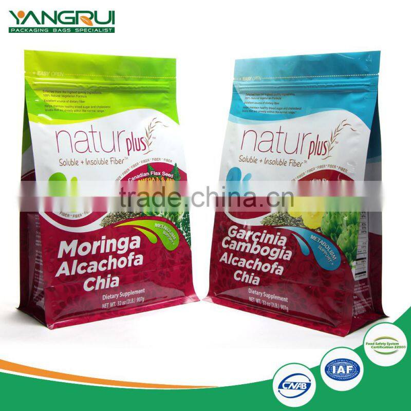 laminated foil coffee powder pouch square bottom plastic bag eco-friendly zip-lock foil bags aluminum packing
