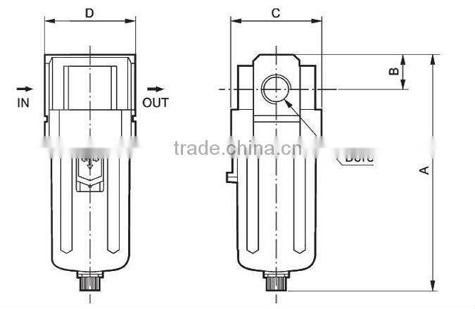 AF4000-06D 3/4'' Air Filter With Auto Drain Metal Body