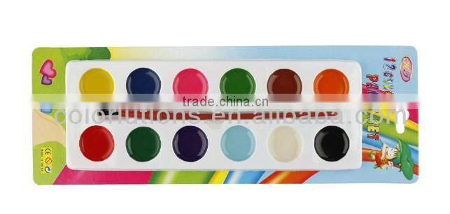 12 colors round shape water color set