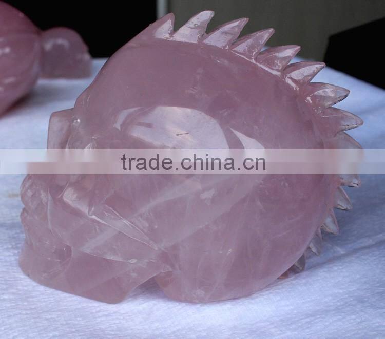 Indian Style Rose Quartz Crystal Skull Natural Rock Crystal Skull Halloween Gift