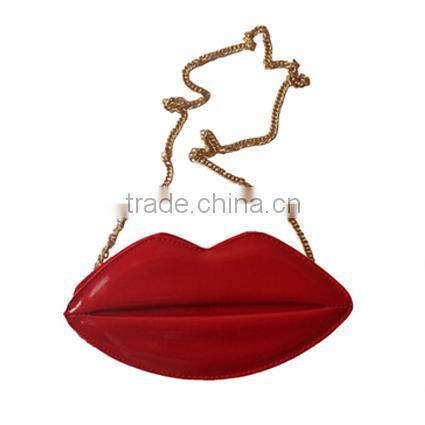 Red bow little girls shoulder bag with chain