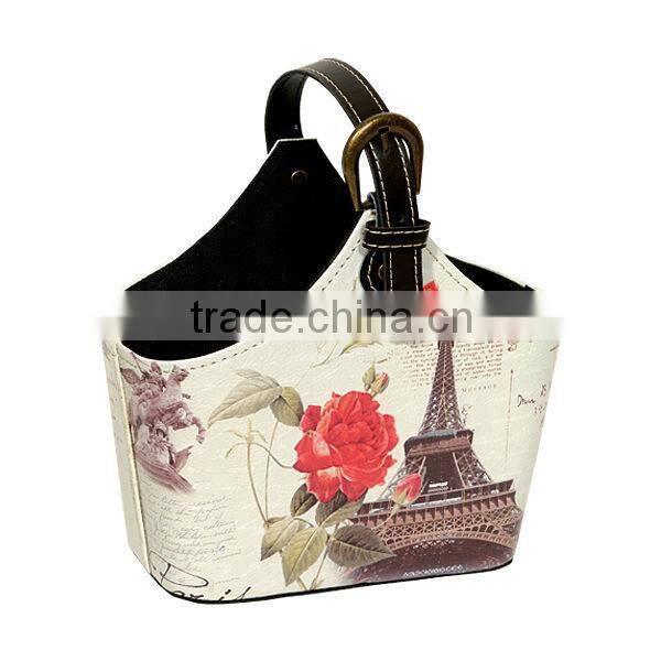 Famous Bulding Print PU Leather Gift Basket