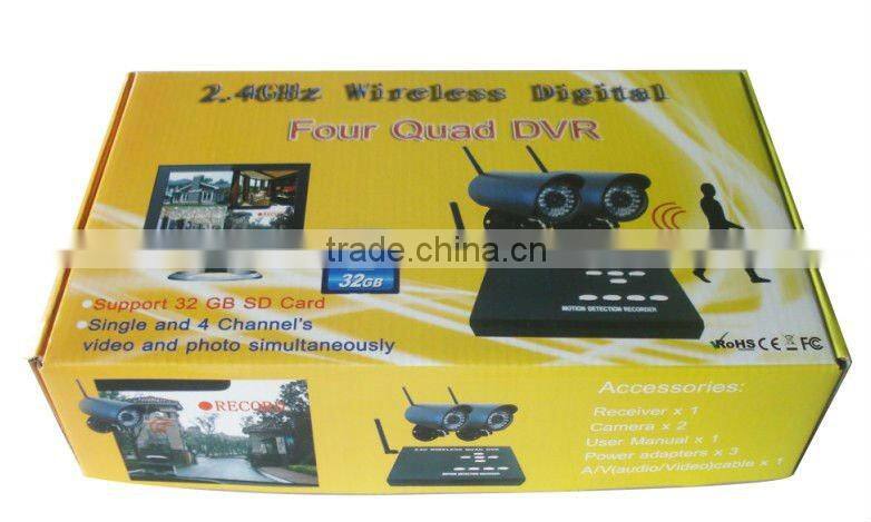 2.4GHZ wireless digital camera DVR security system with night vision