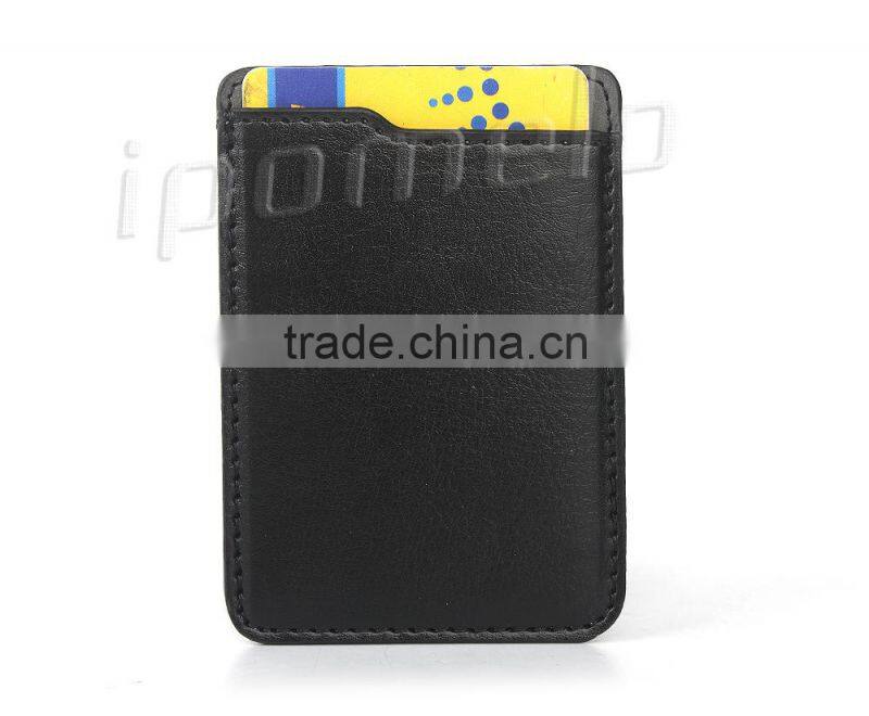 2015 new products leather card holder with 3M sticker fitting for mobile phone
