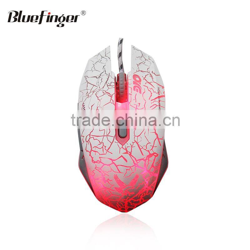 Factory price USB wired 2000DPI adjustable pink purple bule 7Key LED Backlit optical gaming mouse