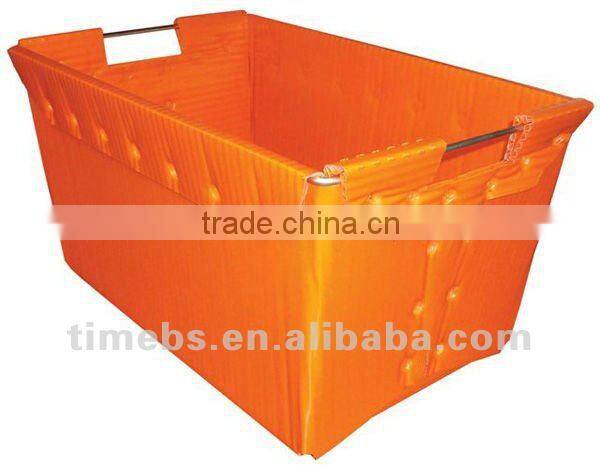 Corrugated plastic container with handle
