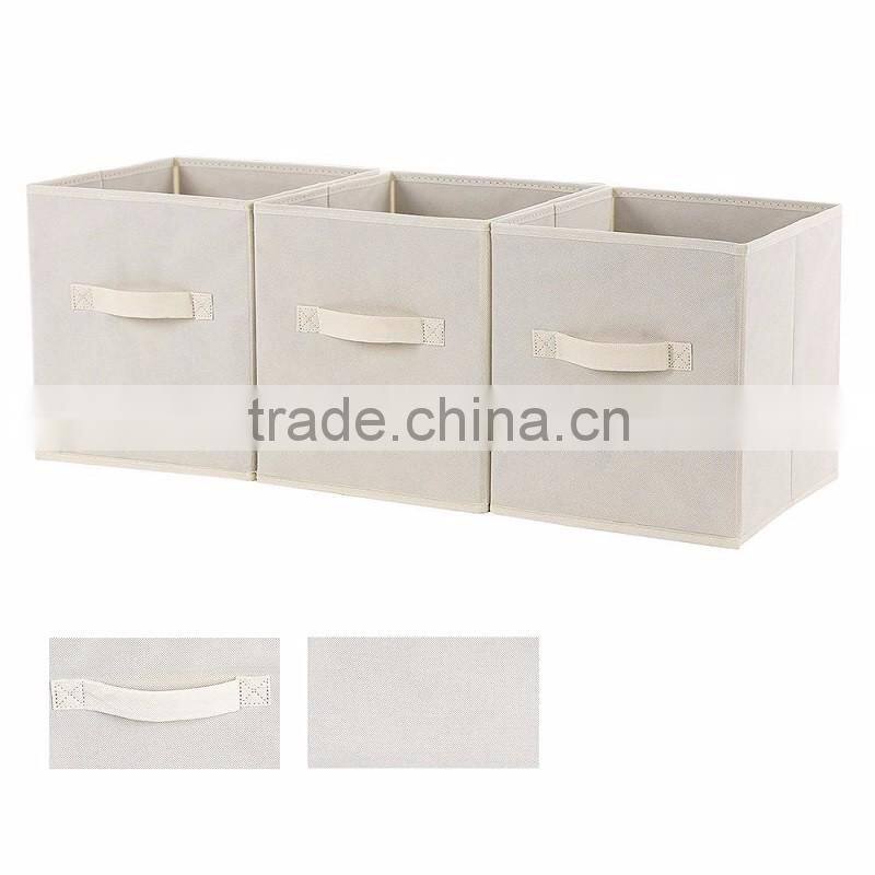 Foldable Storage Cubes Fabric Drawer Baskets Bins Set Closet Organizer Beige