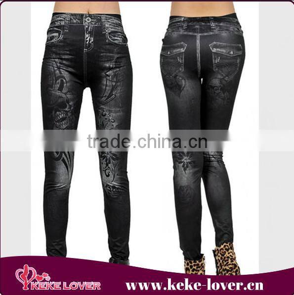 2015 high quality latest ladies jogger pants fashion tight women blue stock jeans wholsale china cheap printed women legwears