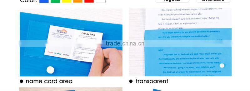 Good quality FC size transparent color PP buckle file pocket
