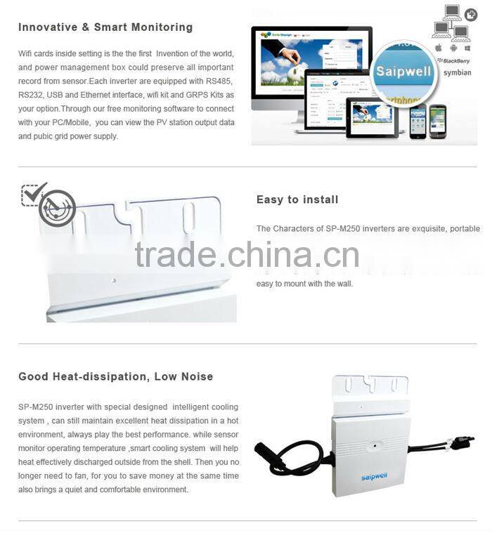 2014 Newest 250W High efficiency MPPT Solar Micro Grid tie Inverter (SP-M250)