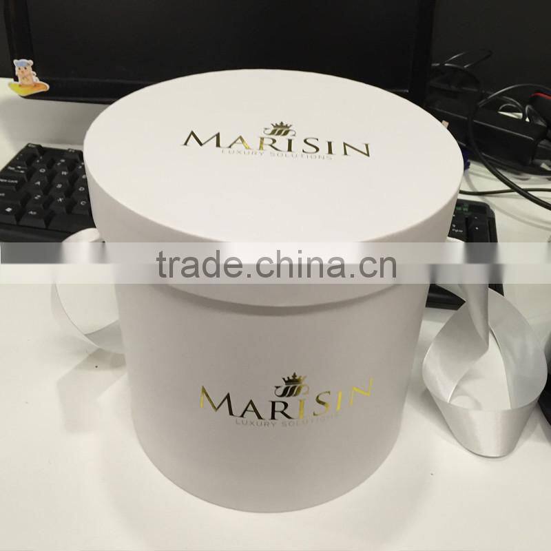 Elegant Round Flower Box with gold Logo