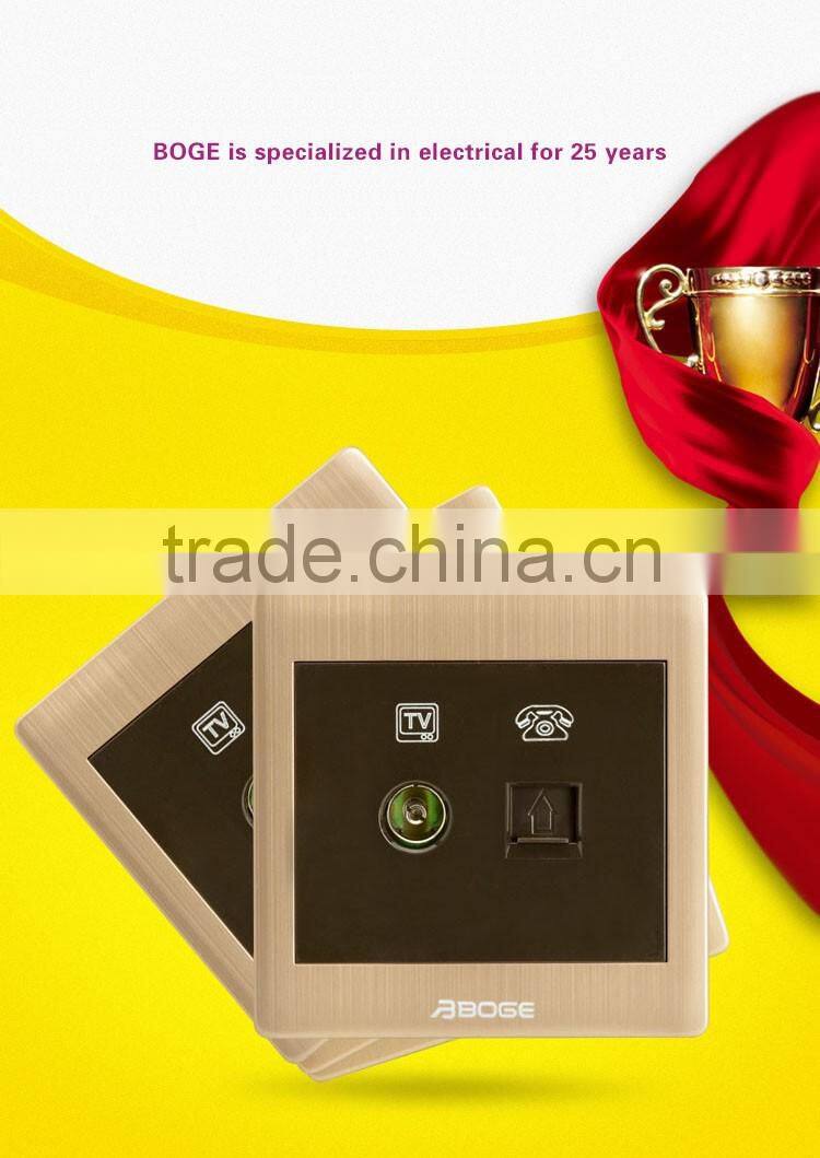 one gang television socket and one gang telephone socket pressure- line type