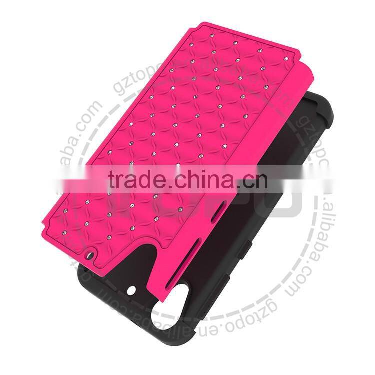 Shockproof Dual Layer Silicone PC Hard Case Studded Diamond Hybrid Case For HTC desire 626