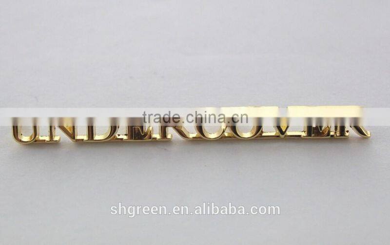Chic shiny golden metal swing tag for plastic product