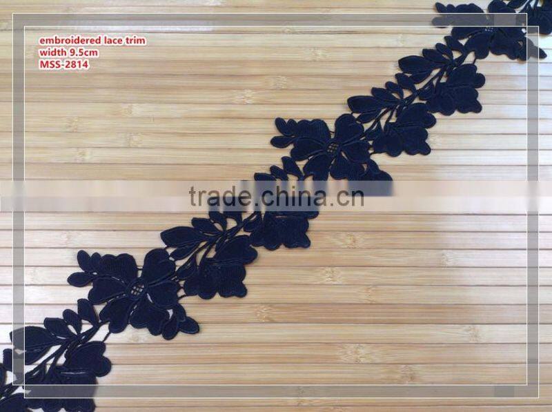 2017 beautiful black color chemical lace trim