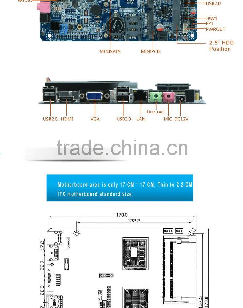 mini pc mainboard network x86 motherboard with 1* RTL8111E Gigabit LAN support SSD/WIFI