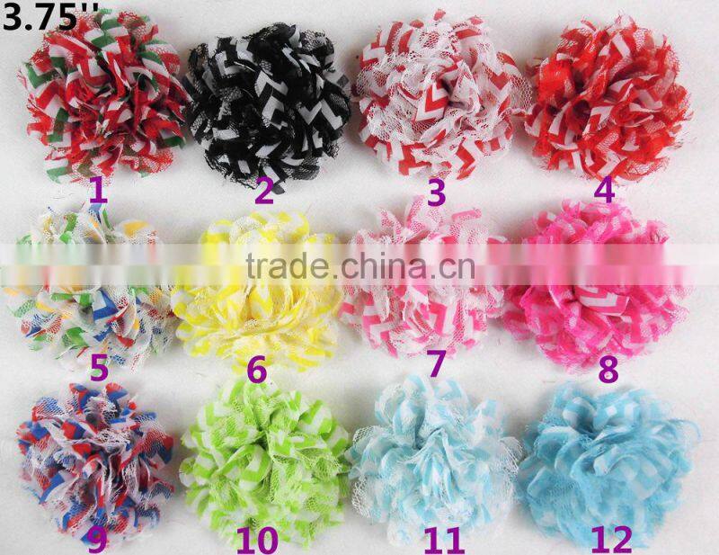 2.5" flower trim Denim cotton chiffon fabric children hair accessories