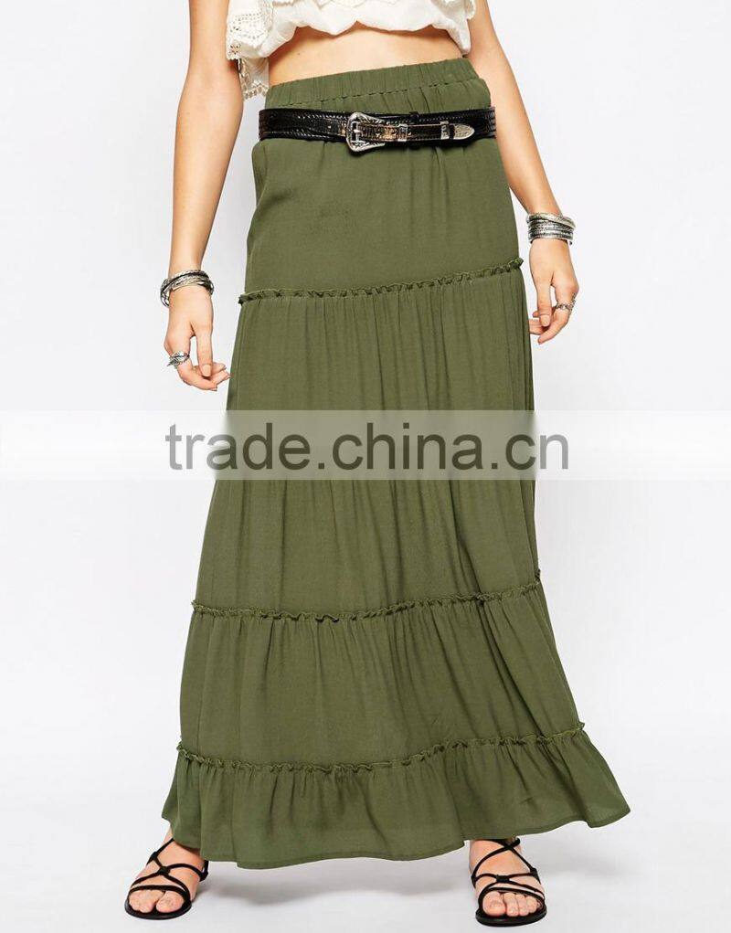 girls soft rayon long skirt Tiered Maxi Skirt layered long skirt
