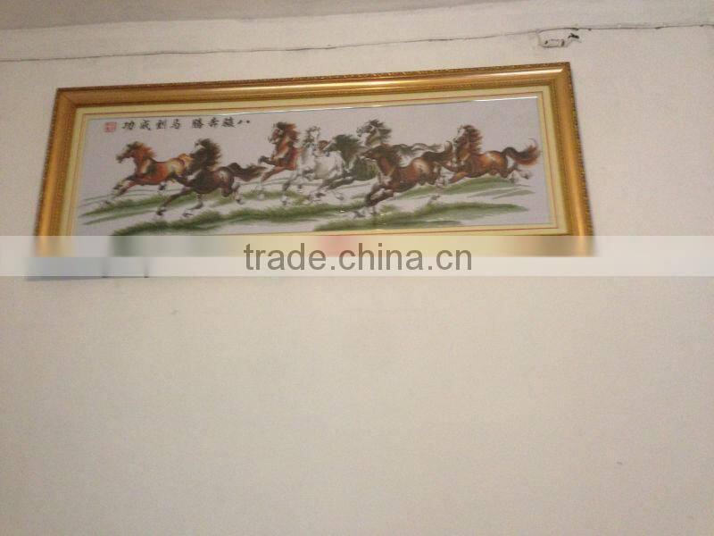hot sale 100% hand embroidery chinese cross stitch with eight horse