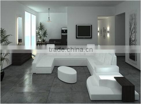 big u shape living room white leather corner sofa