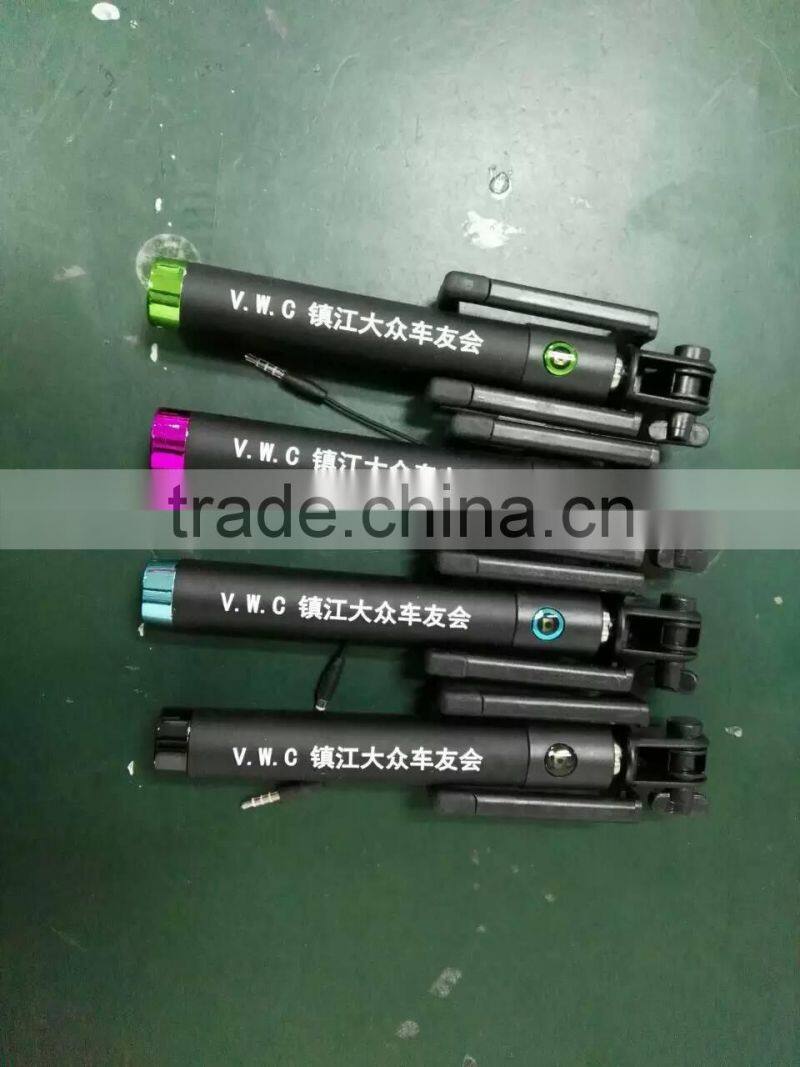 custom logo printed Selfie stick with bluetooth remote control shutter button universal monopod selfie stick