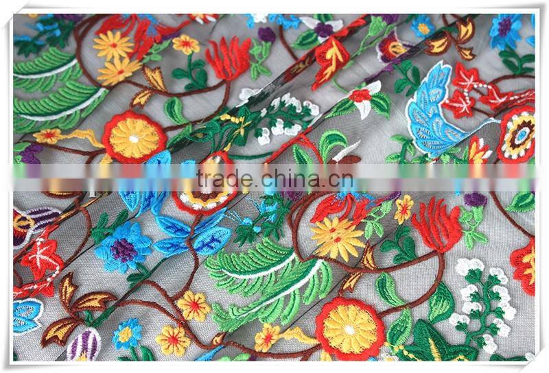 New arrival Ethnic Fashion Allover colorful african embroidered fabric for clothing