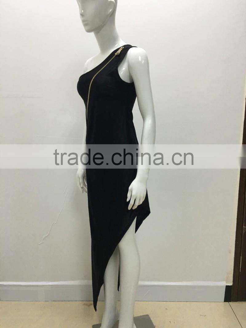 Bonvatt Women Backless High Stretch Fitness Mini Dress Long Zipper Back Tight Dresses for Wholesale