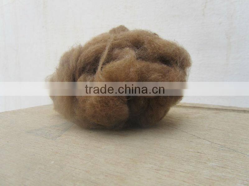 HOT!!! sheep cashmere and the polyester/acrylic blend fiber19.5-22mic & 40-50mm, dyed brown color