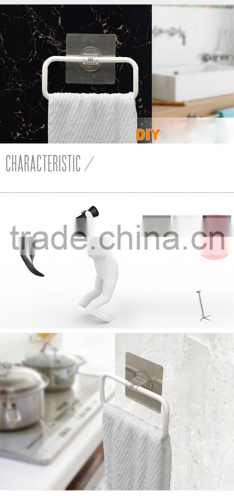 Magic Flexible Sticker Plastic Bathroom Hand Towel Holder Easy Use-square shaped