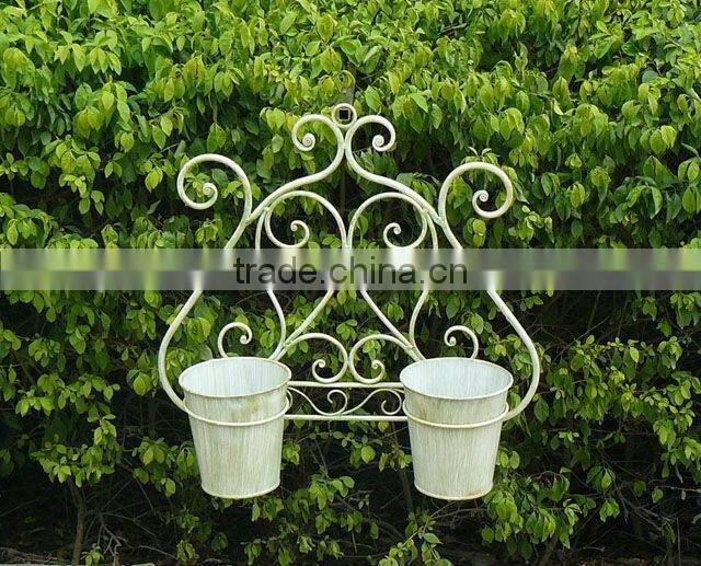 Antique White Wrought Iron Wall Planters