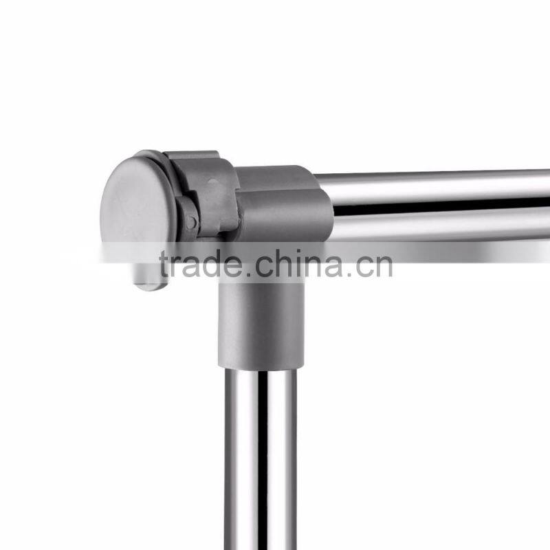 Heavy Duty Double Rail Adjustable Telescopic Rolling Clothing Garment Rack