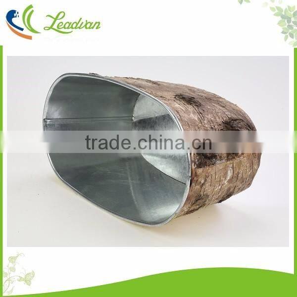 Wholesale cheap vintage decor garden metal stackable tree bark flower planter pots for sale