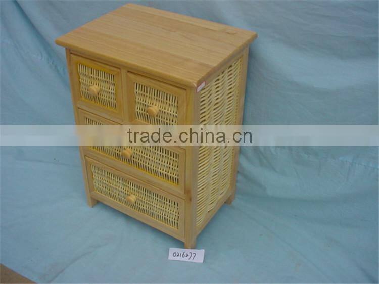 Custom high quality wicker basket drawers wooden storage cabinet
