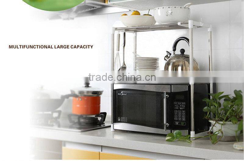 New Multifunction Stainless Steel Tool Kitchen 2 layers Microwave Oven Organizer Holder Storage Shelf Rack