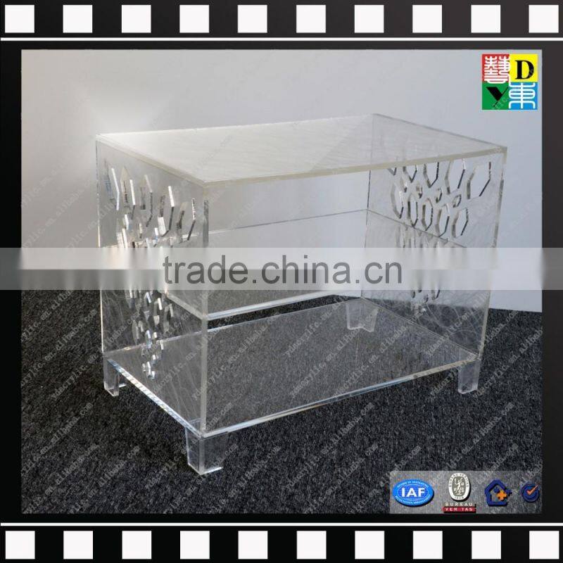 Clear acrylic serving cart glass moving trolley from shenzhen yidong
