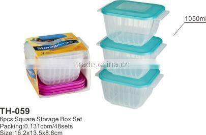 6pcs rectangular Storage Box Set,plastic rectangular box, food container with lid