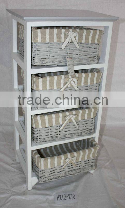 Wooden storage chests with 3 wicker Drawers