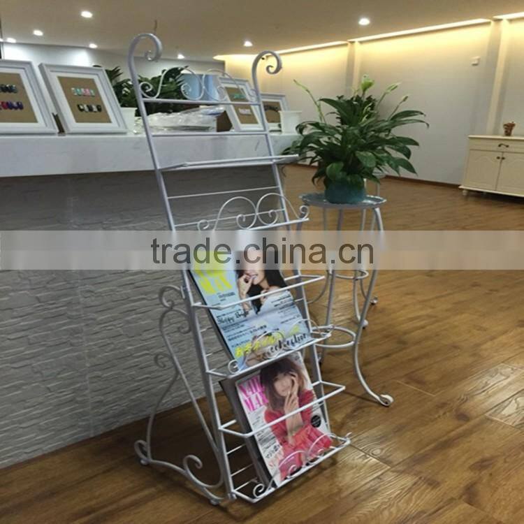 2016 professional heavy duty metal magazine display shelf storage rack
