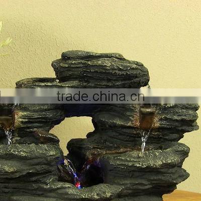 Two Stream Rock Tabletop Fountain with LED Lights