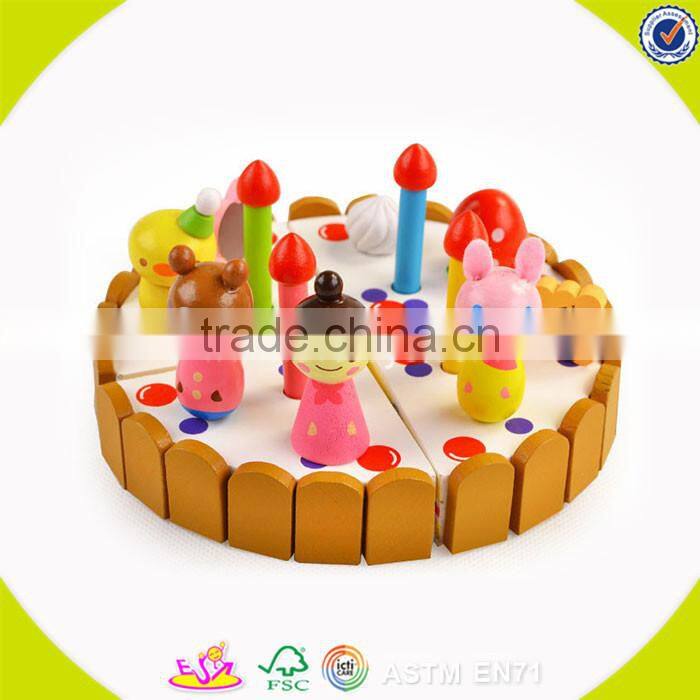 wholesale baby wooden birthday cake set toy, top fashion kids wooden chocolate cake, funny wooden birthday cake set toy W10B101