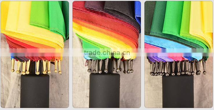 27" golf rainbow 24ribs umbrella in pongee fabric umbrella to south america