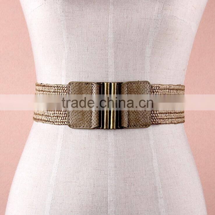 Wholesale decorative alloy buckle women lady snake pattern wide PU waist belt