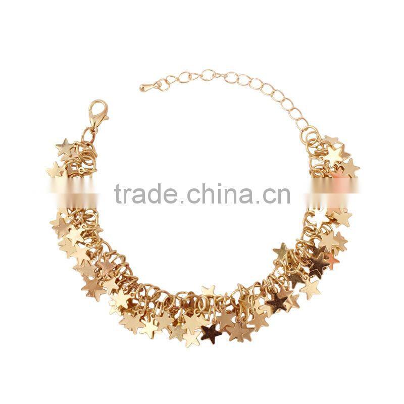 layered gold tiny stars charms bracelet gold stars chain bracelet
