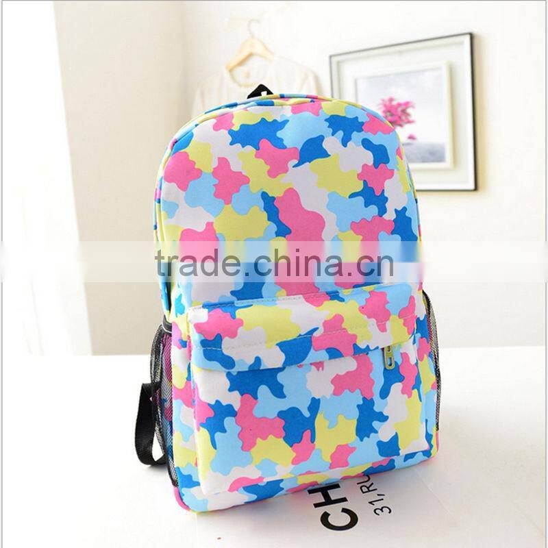New Designed Fashion Canvas Leisure Shoulder Bag Unisex Travel Backpack Attractive Camo Schoolbag