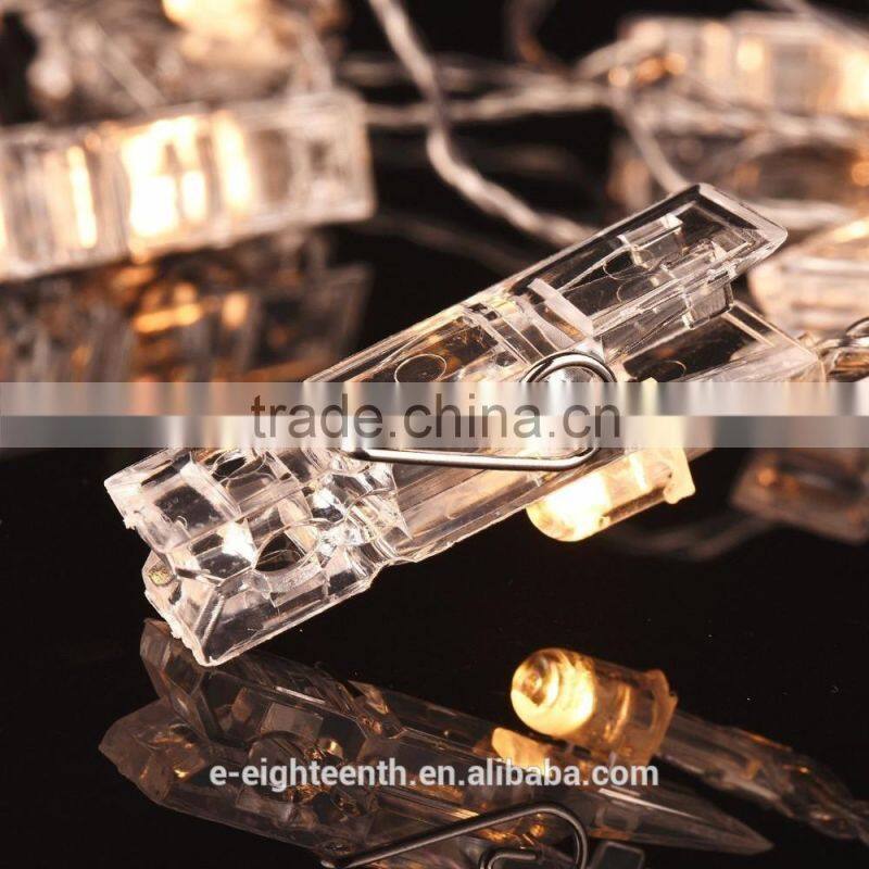 2017 battery Powered LED Photo Clip String Lights Transparent Cable With 20 LED