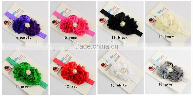 Most Hot Baby Hairband Flower Handwear Kids Girls Flower Ribbon Baby Elastic Headband For Kids