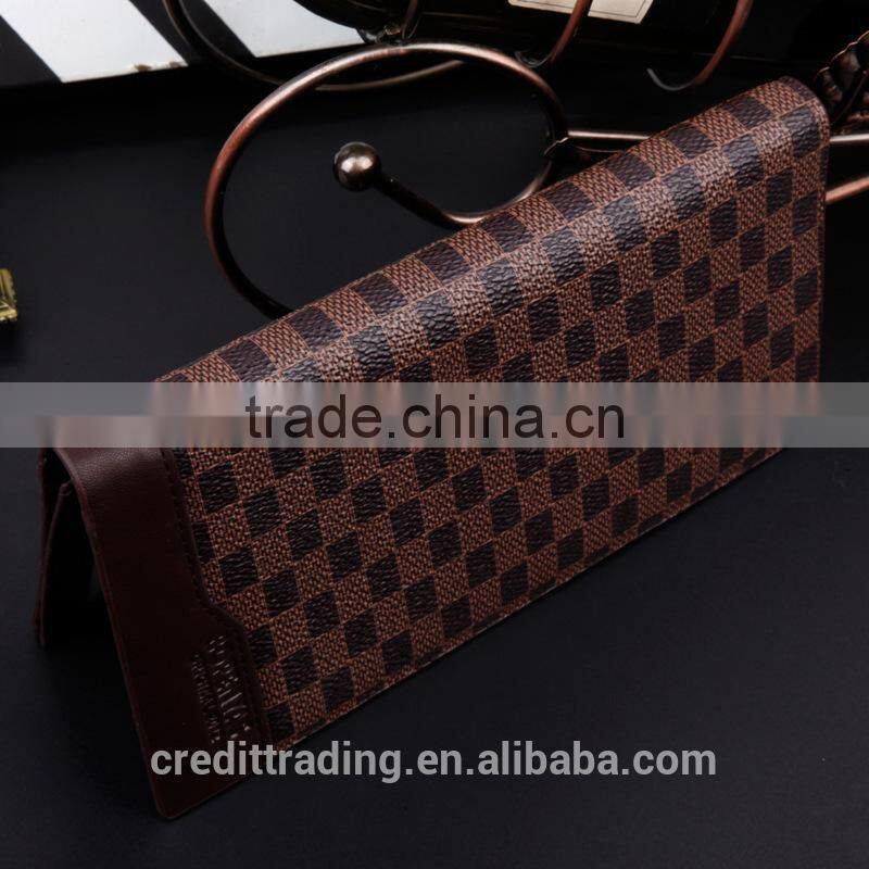 Latticed leather wallet for men