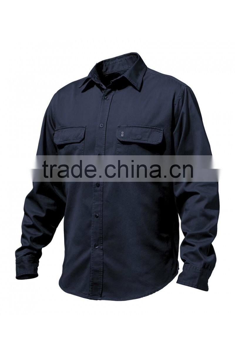 chest pockets casual/ work shirts cotton drill long sleeve shirs for men