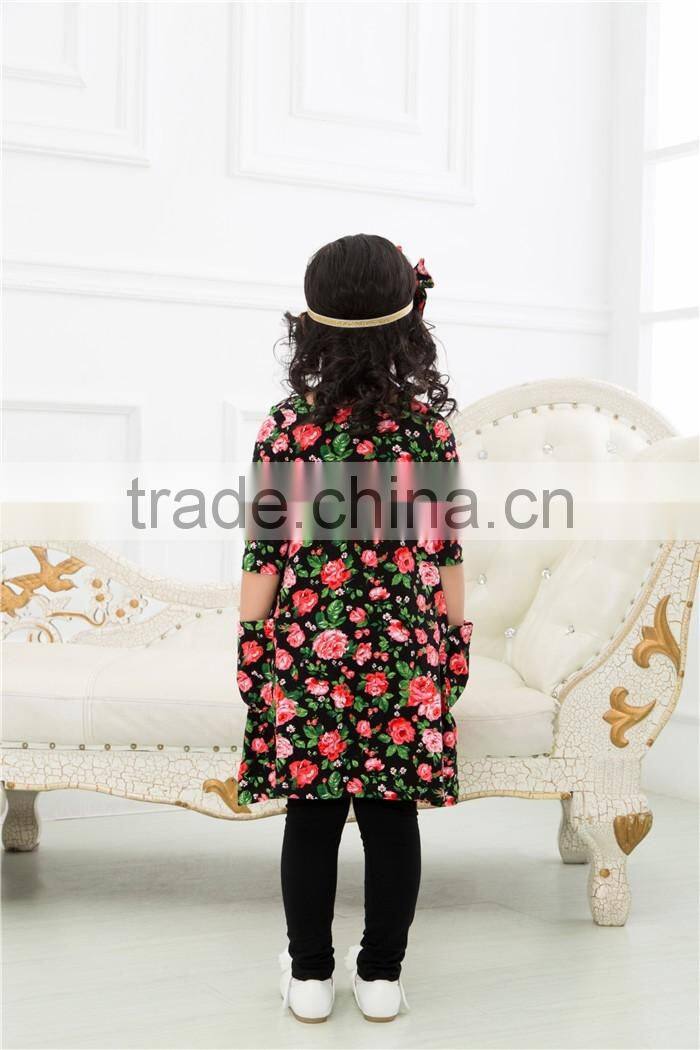 Spring boutique baby clothing set baby girl 2 peices set with headbands flower girl 100% cotton clothing outfits for children